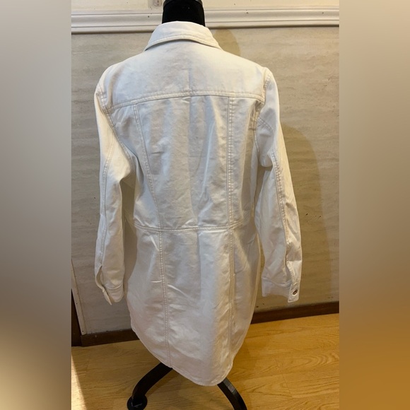Frye White Button Front Long Sleeve Cotton Denim Shirt Dress - Picture 2 of 15